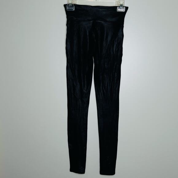Spanx Faux Leather Leggings Women’s S Black High Waist Compression Pants Small - Picture 3 of 6
